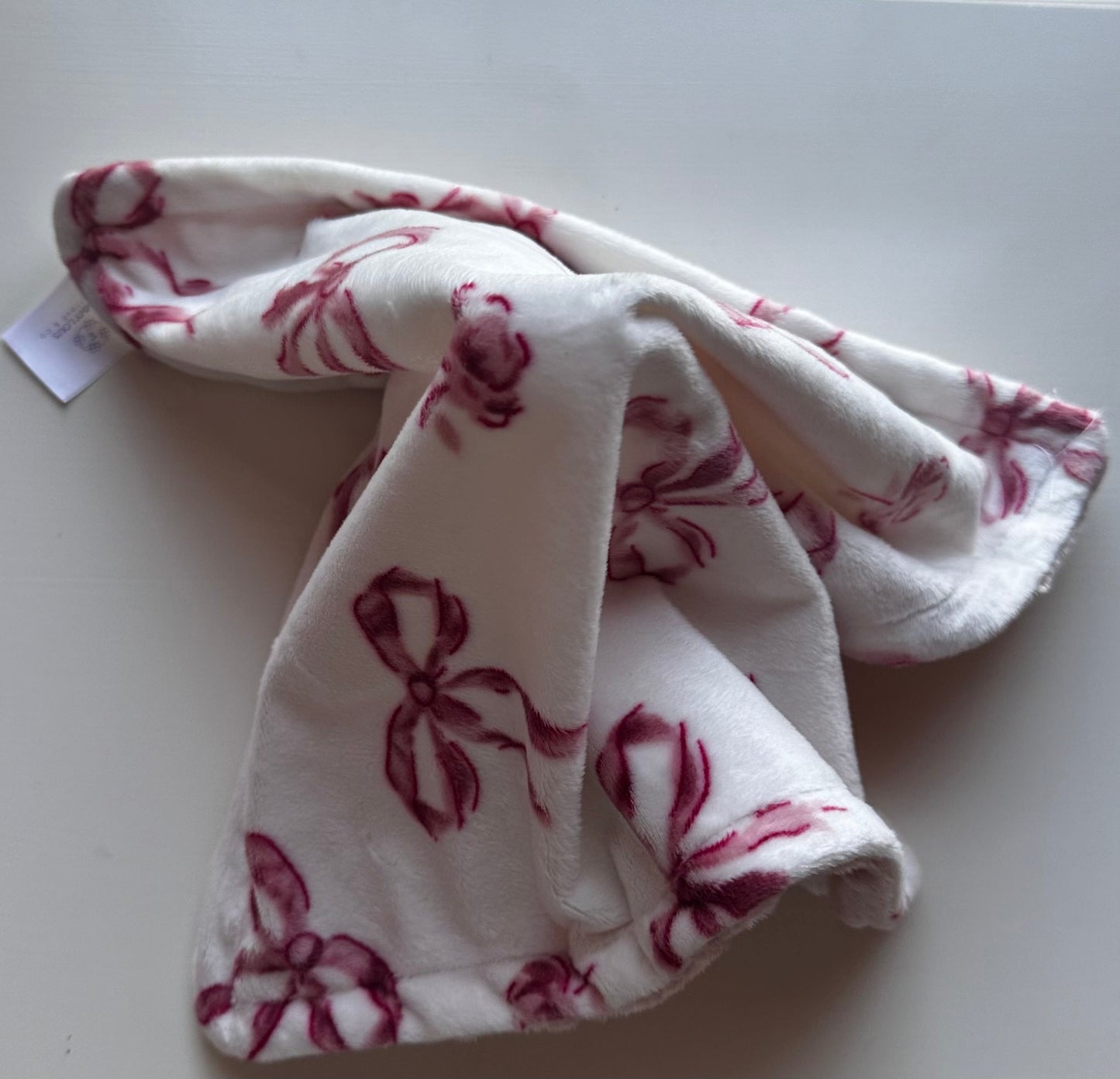 Pink Bow Minky Lovey