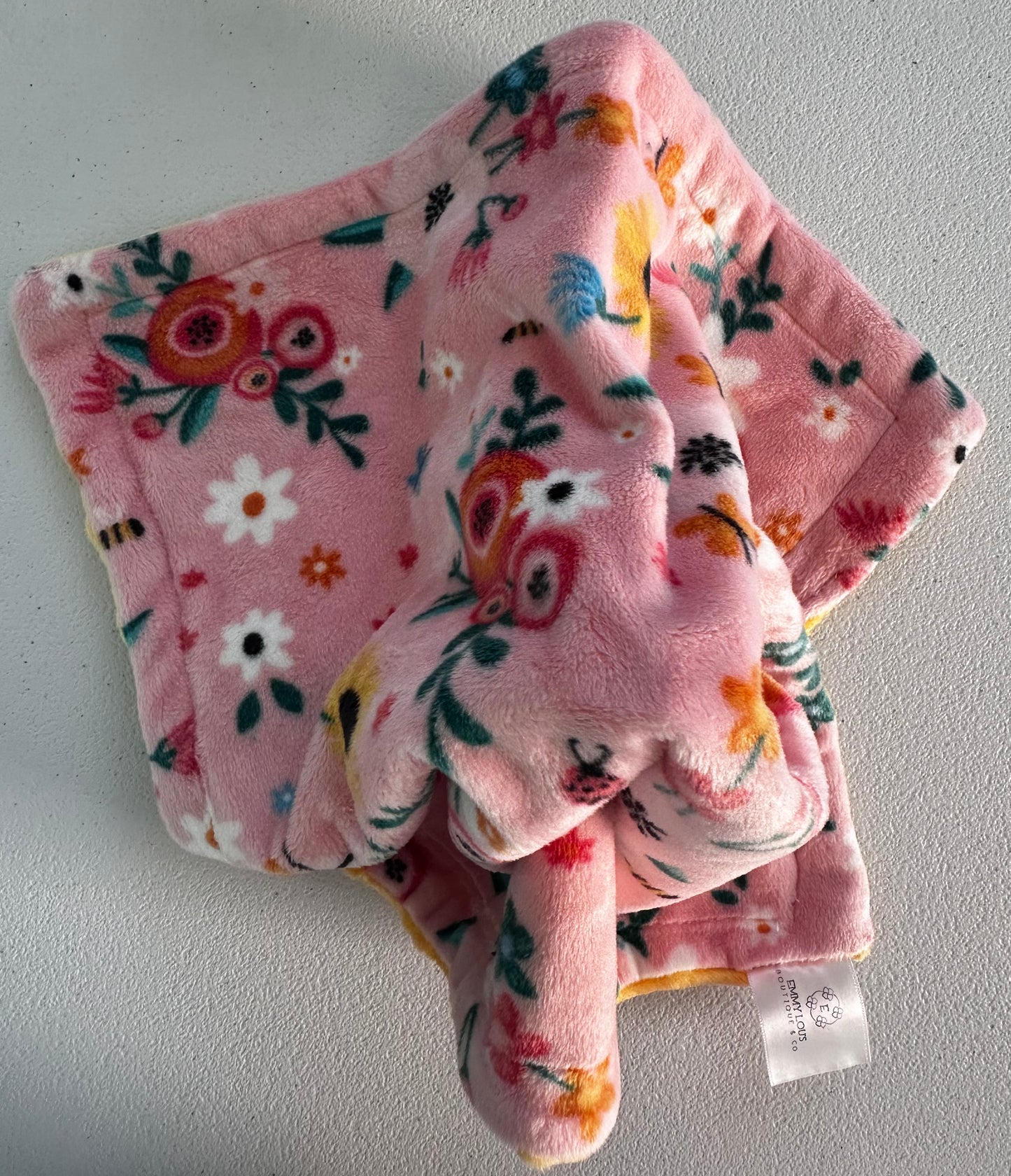 Pink Flowers Minky Lovey