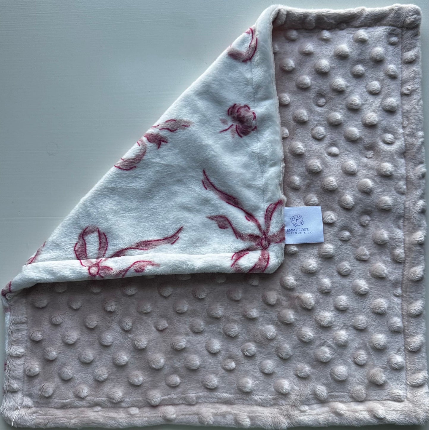 Pink Bow Minky Lovey