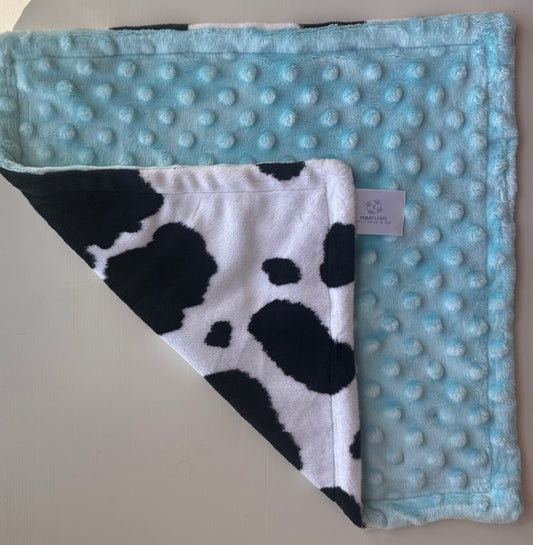 Light Blue Cow Minky Lovey