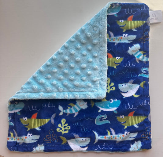 Blue Sharks Minky Lovey