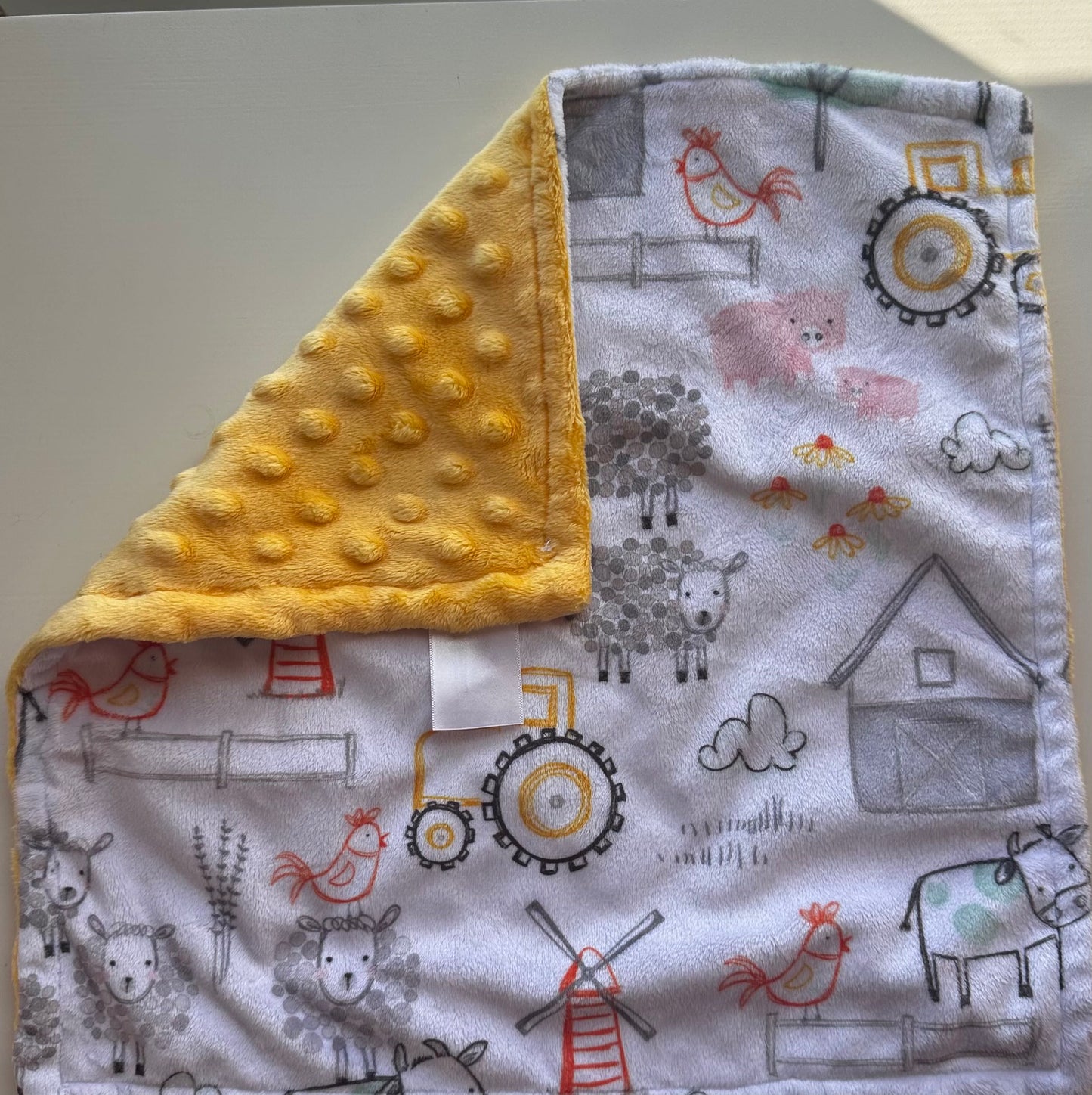 Yellow E-I-E-I-O Minky Lovey