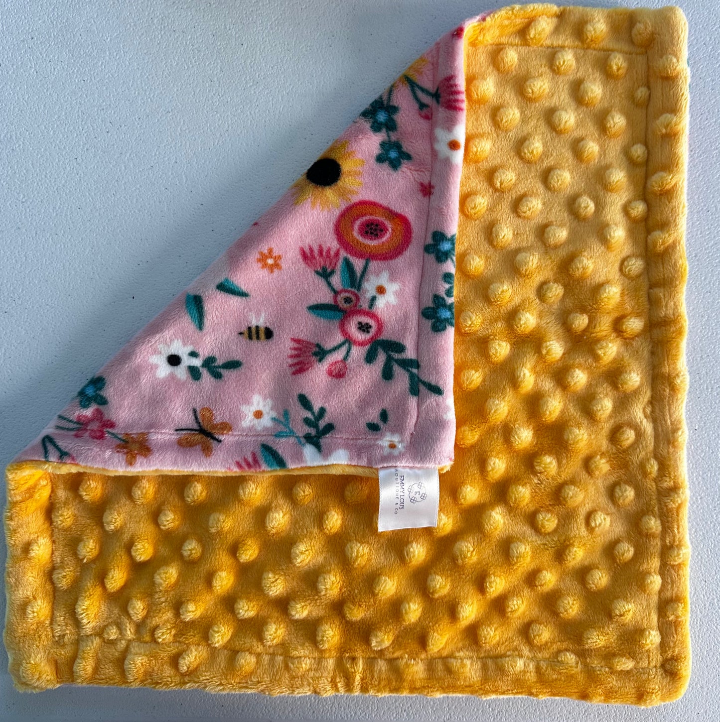 Pink Flowers Minky Lovey