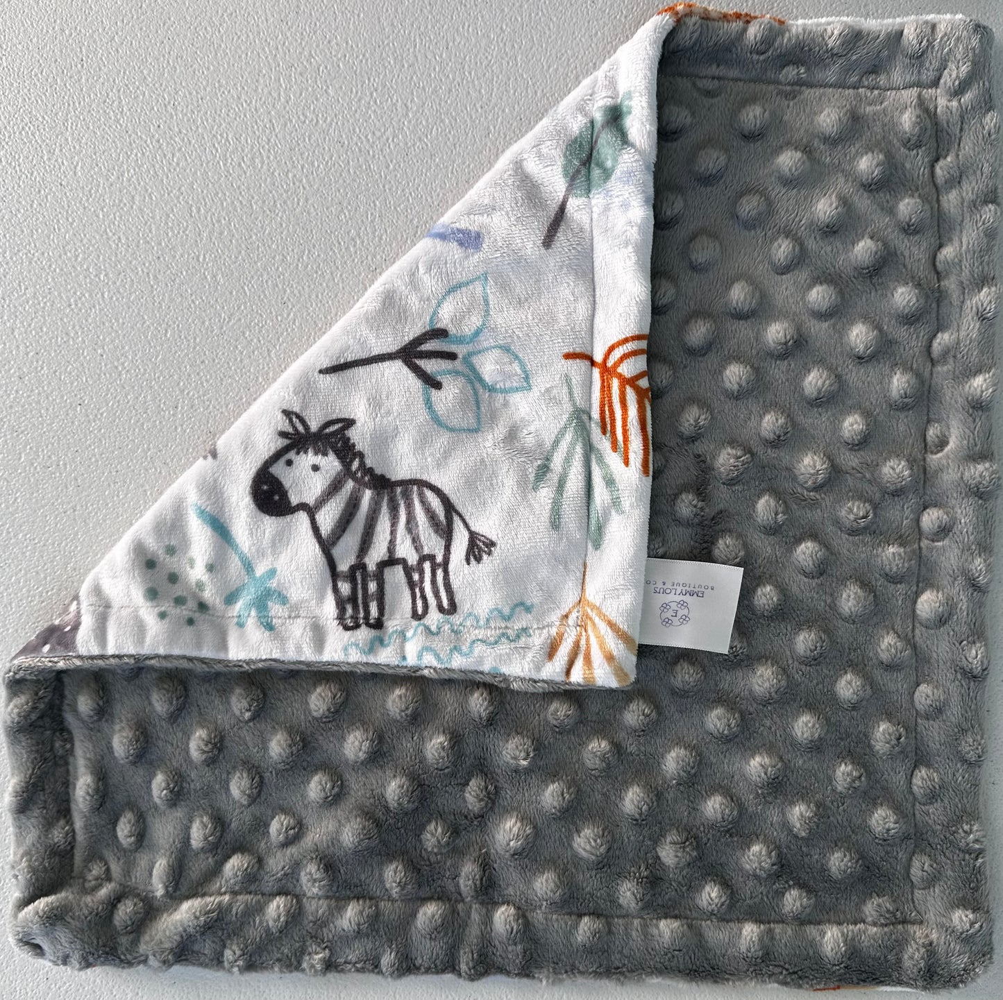 Grey Safari Animals Minky Lovey
