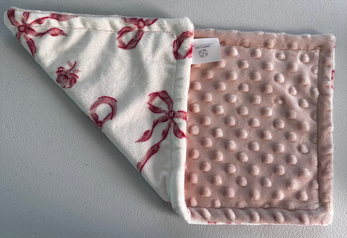 Pink Bow Minky Burp Cloth