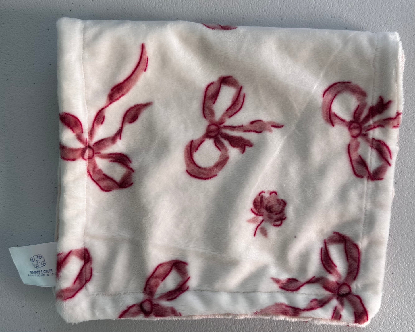 Pink Bow Minky Burp Cloth